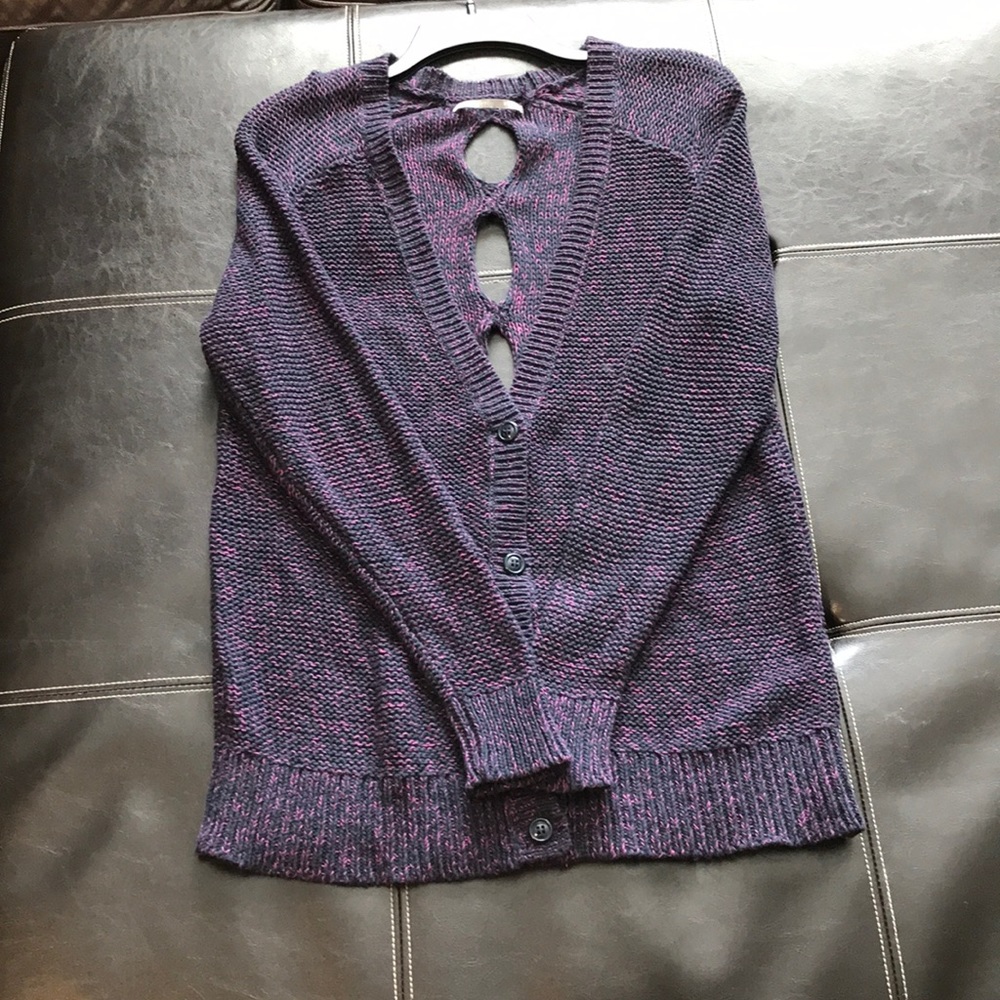 Navy blue/ pink cutout cardigan